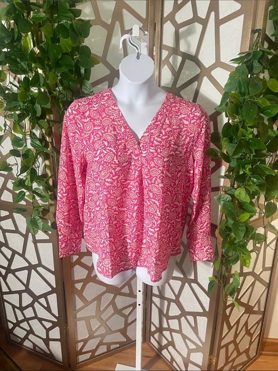Ann Taylor Tops - Ann Taylor Mixed Media Pleat Front, Pink, LP